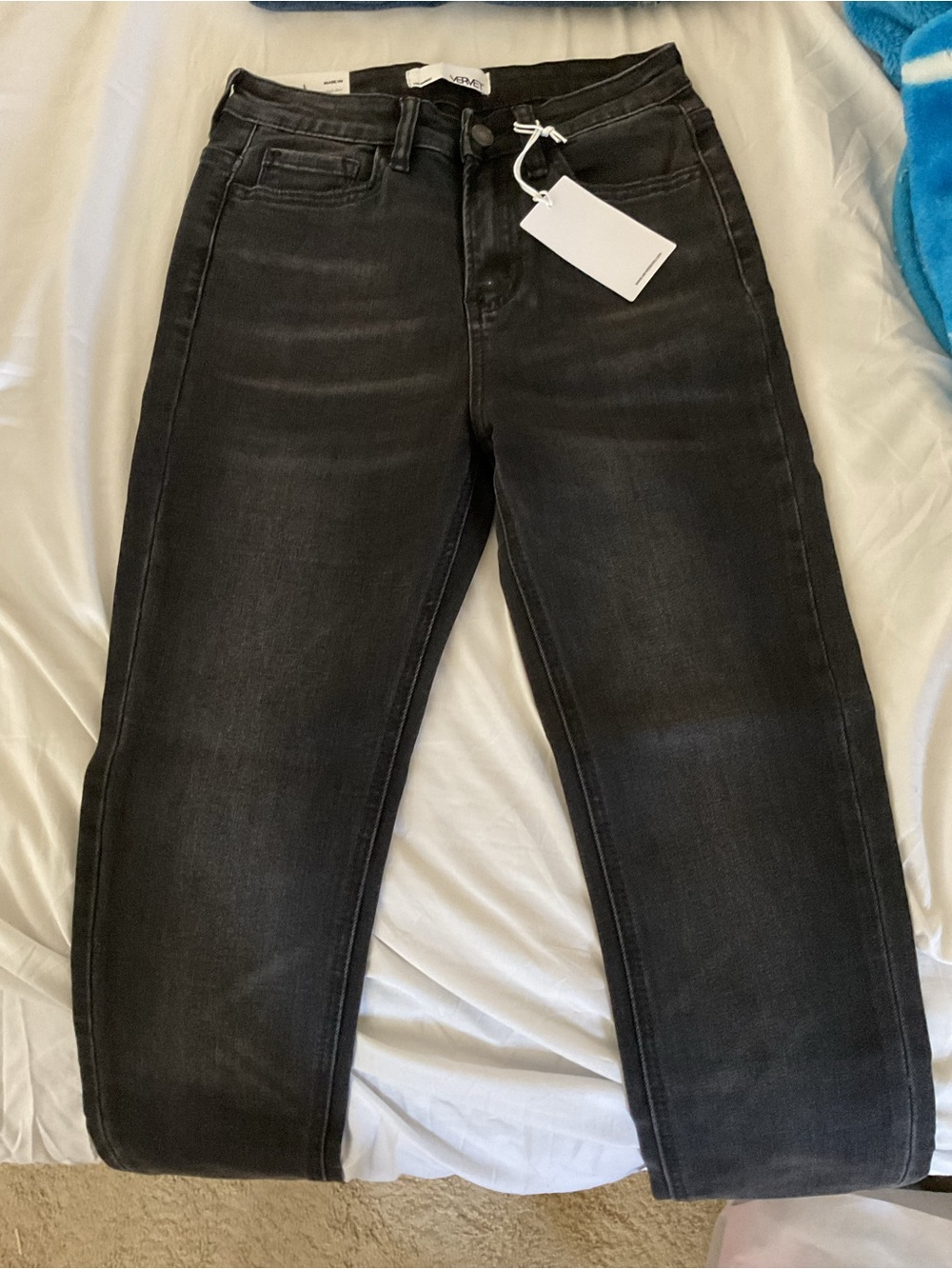 Women's Black Super High Rise Skinny Jeans with Subtle Fade
